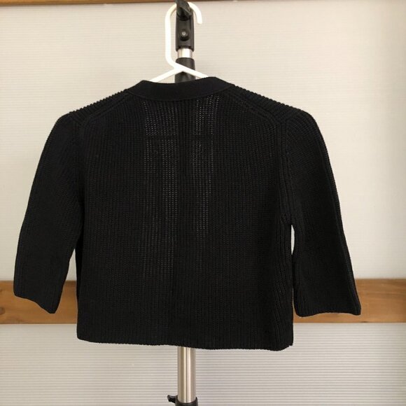 AKRIS PUNTO Black Knit Crop Short Sleeve Open Cardigan Sz XS/S - Picture 4 of 7